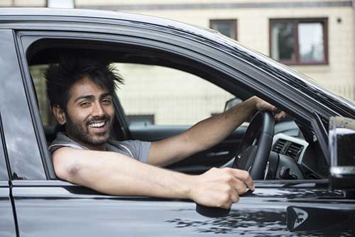 Marriage biodata photo in a car